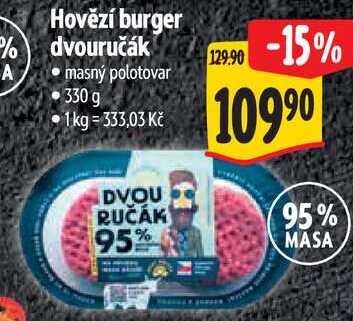 Hovězí burger dvouručák, 330 g 