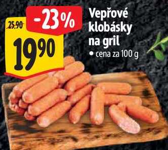 Vepřové klobásky na gril, cena za 100 g  