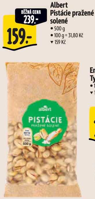 Albert Pistácie pražené solené, 500 g