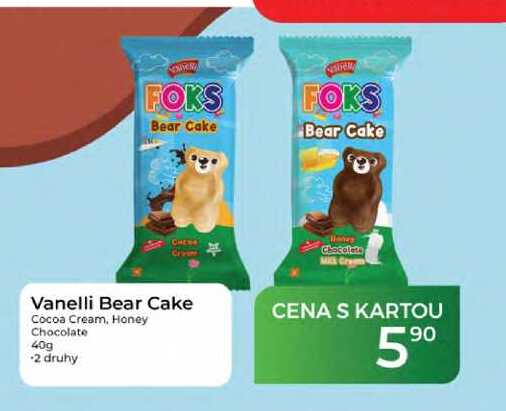 Vanelli Bear Cake Cocoa Cream, Honey Chocolate 40g
