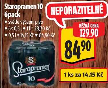 Staropramen 10 6pack, 6x 0,5 l v akci
