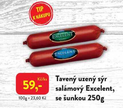 Tavený uzený sýr salámový Excelent, se šunkou 250g