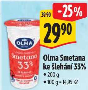 Olma Smetana ke šlehání 33%, 200 g