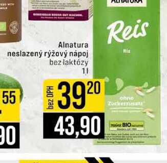Alnatura neslazený rýžový nápoj bez laktózy 1l