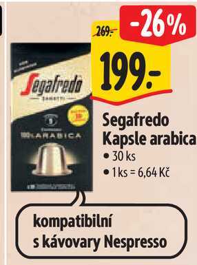 Segafredo Kapsle arabica, 30 ks