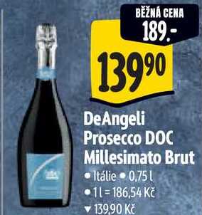DeAngeli Prosecco DOC Millesimato Brut, 0,75 l