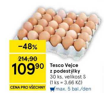 Tesco Vejce z podestýlky, 30 ks. velikost S