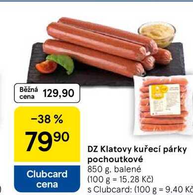 DZ Klatovy kuřecí párky pochoutkové, 850 g