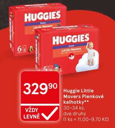 Huggie Little Movers Plenkové kalhotky, 30-34 ks