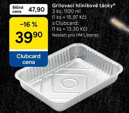 Grilovací hliníkové tácky, 3 ks, 1100 ml