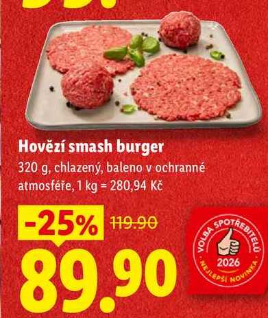 Hovězí smash burger, 320 g 