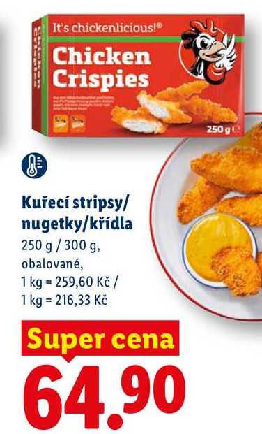 Kuřecí stripsy/ nugetky/křídla, 250 g/300 g