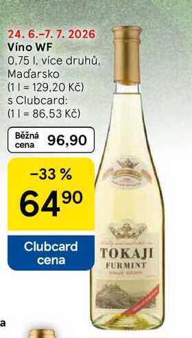 Víno WF, 0.75 l, více druhů
