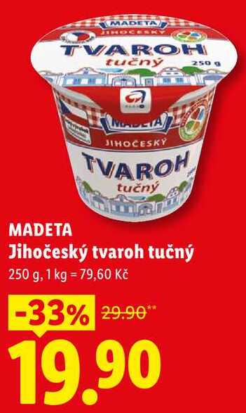 MADETA Jihočeský tvaroh tučný, 250 g