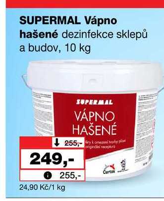 SUPERMAL Vápno hašené dezinfekce sklepů a budov, 10 kg