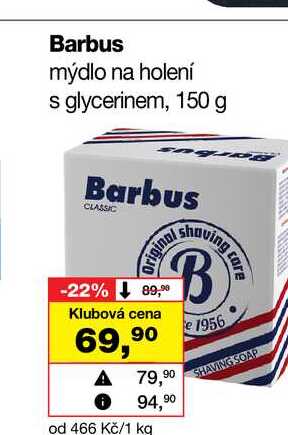 Barbus mýdlo na holení s glycerinem, 150 g