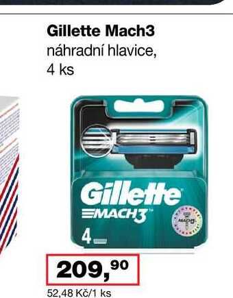 Gillette Mach3 náhradní hlavice, 4 ks