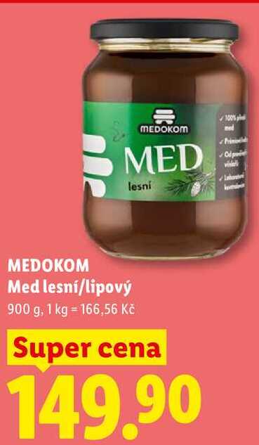 MEDOKOM Med lesní/lipový, 900 g