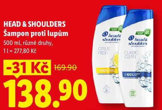 HEAD & SHOULDERS Šampon proti lupům, 500 ml 
