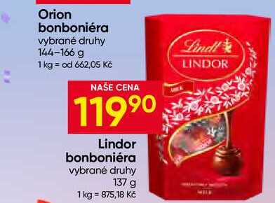 Lindt Lindor 137g, vybrané druhy