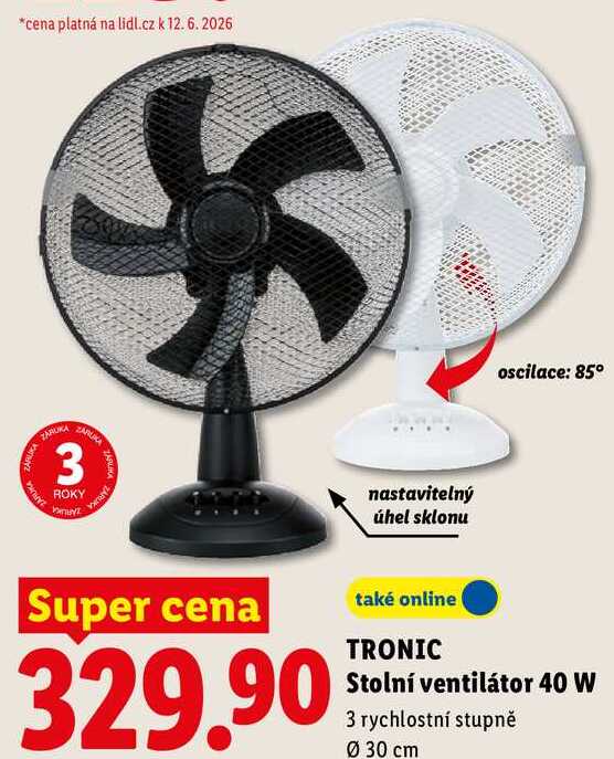 TRONIC Stolní ventilátor 40 W