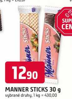 Manner sticks křupavé oplatky 30g, vybrané druhy