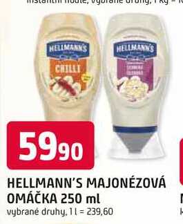 HELLMANN'S MAJONÉZOVÁ OMÁČKA 250 ml 