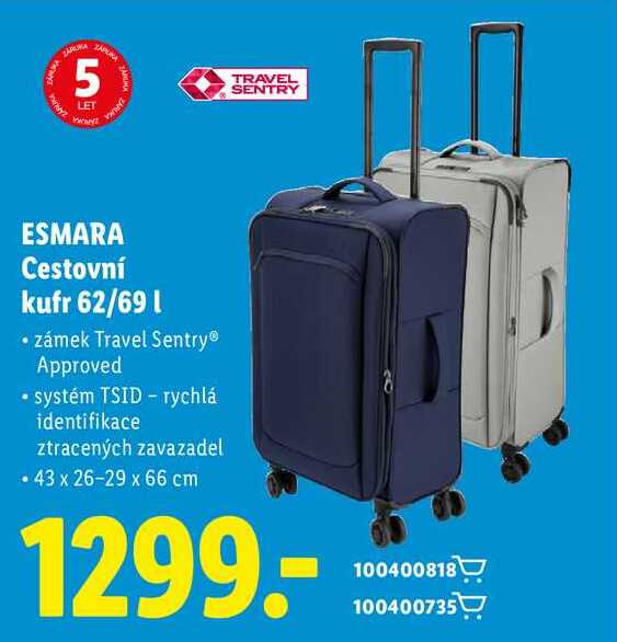 ESMARA Cestovní kufr 62/69 l