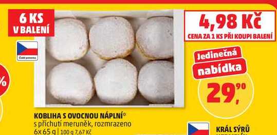 KOBLIHA S OVOCNOU NÁPLNÍ s příchutí meruněk, 6x 65 g