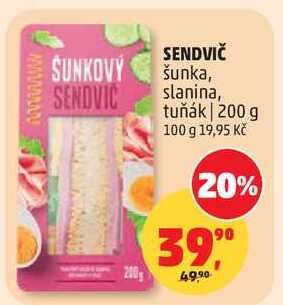 SENDVIČ šunka, slanina, tuňák, 200 g