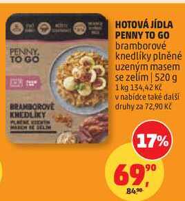 HOTOVÁ JÍDLA PENNY TO GO bramborové knedlíky plněné uzeným masem se zelim, 520 g