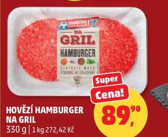 HOVĚZÍ HAMBURGER NA GRIL, 330 g