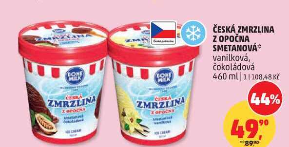 ČESKÁ ZMRZLINA Z OPOČNA SMETANOVÁ vanilková, 460 ml