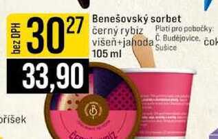 Benešovský sorbet černý rybiz višeň+jahoda 105 ml