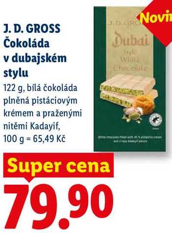 J. D. GROSS Čokoláda v dubajském stylu, 122 g