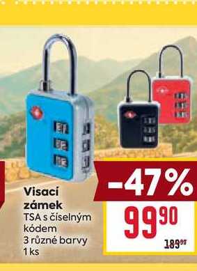Visací zámek E TSA s číselným kódem 3 různé barvy 1 ks