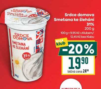 Srdce domova Smetana ke šlehání 31% 200 g