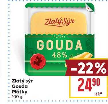 Zlatý sýr Gouda Plátky 100 g