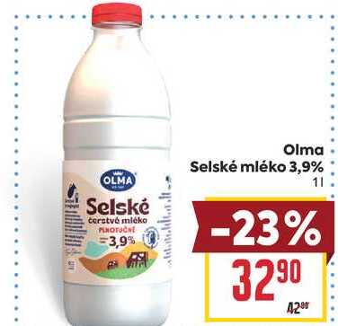 Olma Selské mléko 3,9% 1l