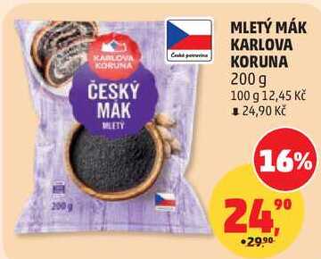 MLETÝ MÁK KARLOVA KORUNA, 200 g 
