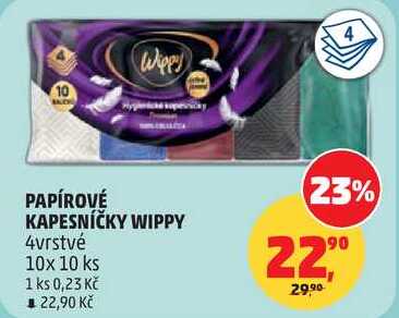 PAPÍROVÉ KAPESNÍČKY WIPPY, 4vrstvé, 10x 10 ks