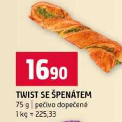 TWIST SE ŠPENÁTEM 75 g pečivo dopečené