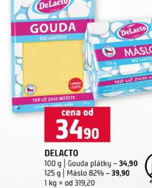 DELACTO 100 g Gouda plátky 125 g Máslo 82% 