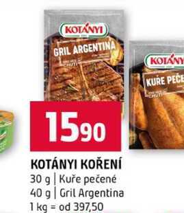 KOTÁNYI KOŘENÍ 30 g Kuře pečené 40 g