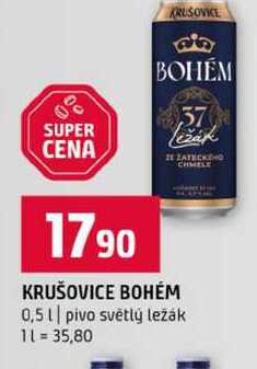 KRUŠOVICE BOHÉM 0,5l pivo světlý ležák 
