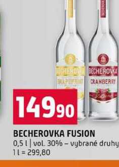 BECHEROVKA FUSION 0,5l vol. 30% vybrané druhy