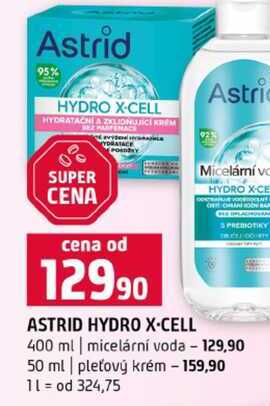 ASTRID HYDRO X-CELL 400 ml micelární voda 50 ml pleťový krém