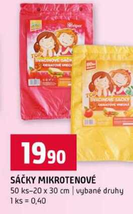 SÁČKY MIKROTENOVÉ 50 ks-20 x 30 cm vybané druhy