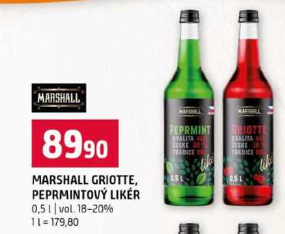 MARSHALL GRIOTTE, PEPRMINTOVÝ LIKÉR 0,5l vol. 18-20% 