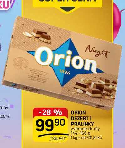 ORION DEZERT PRALINKY vybrané druhy 144-166 g